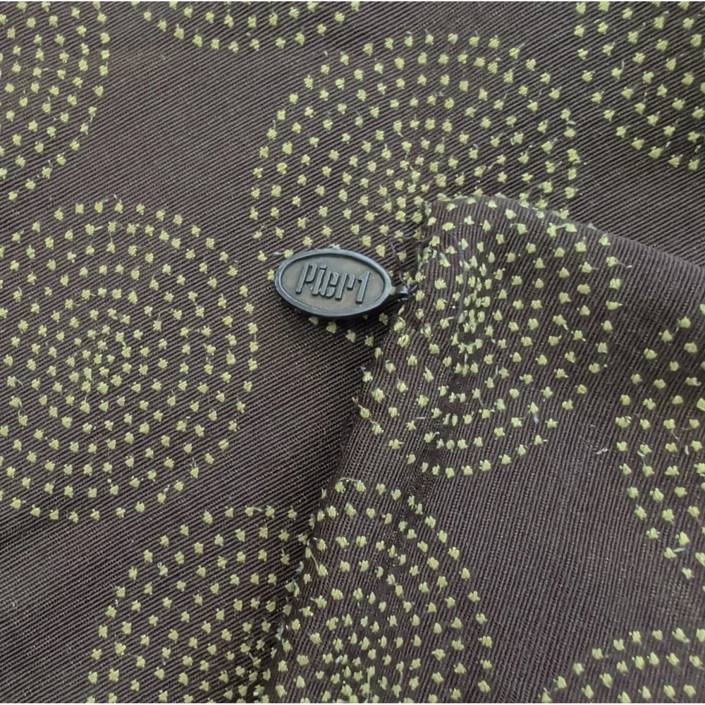 Pier 1 Imports Brown Green/Olive Concentric Dot Circle Set 2 Pillow Covers 18x18